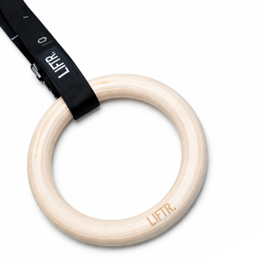 LIFTR 32mm Wooden Gymnastic Rings | Adjustable Straps & Quick-Lock Buckles | Pull-Ups, Dips & Calisthenics Training