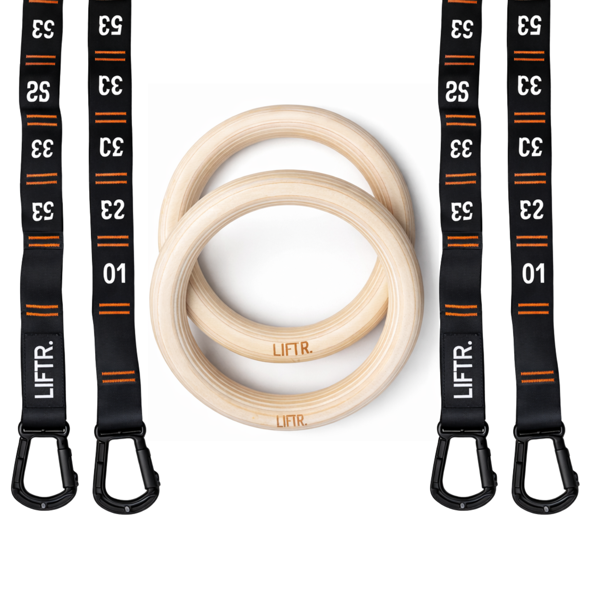 LIFTR gymnastic rings hanging from pull-up bar for calisthenics training