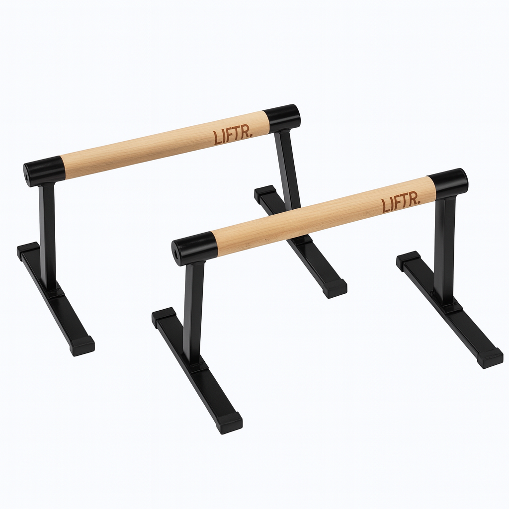 LIFTR® XL Wooden Parallettes – Premium Beech Wood & Steel Base