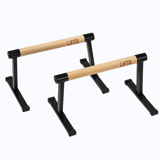 LIFTR® XL Wooden Parallettes – Premium Beech Wood & Steel Base