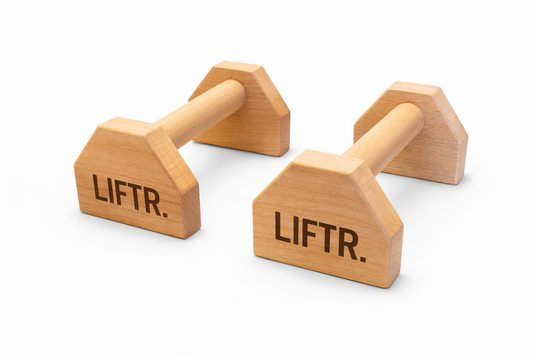 LIFTR® Wooden Parallettes 25cm – Premium Solid Wood Handstand Bars