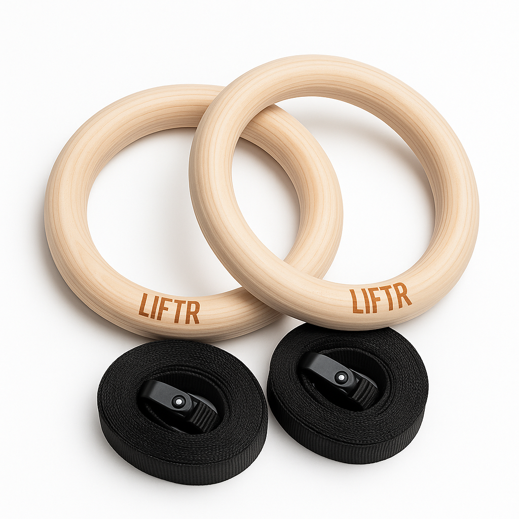 LIFTR® Wooden Gymnastic Rings with Adjustable Straps – Premium Home & CrossFit Training Rings for Strength, Calisthenics & Bodyweight Workouts product