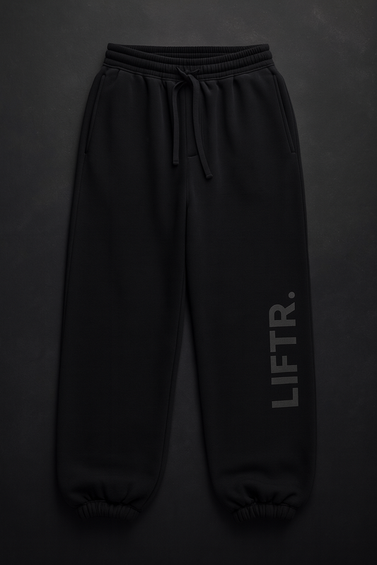 LIFTR® Premium Heavyweight Baggy Warm Up Sweatpants – Jet Black